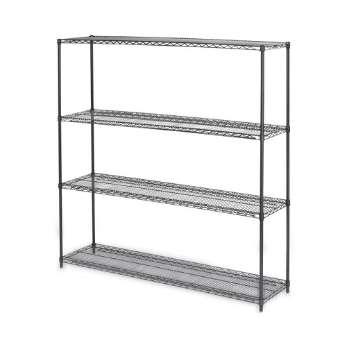 Storage Sale | Alera ALESW207218BA BA Plus 72 in. x 18 in. x 72 in. 4 Shelves Wire Shelving Kit - Black Anthracite Plus image number 0