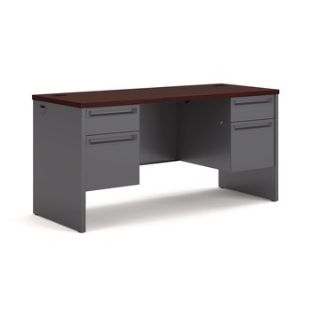 HON 38000 Series 60 in. x 24 in. x 29.5 in. Kneespace Credenza - Mahogany/Charcoal