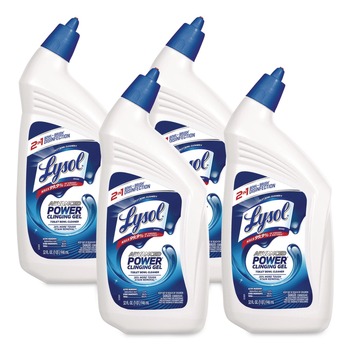 Professional LYSOL Brand 19200-83564 32 oz. Angle-Neck Bottle Advanced Deep Cleaning Power Toilet Bowl Cleaner - Wintergreen Scent (4/Pack)