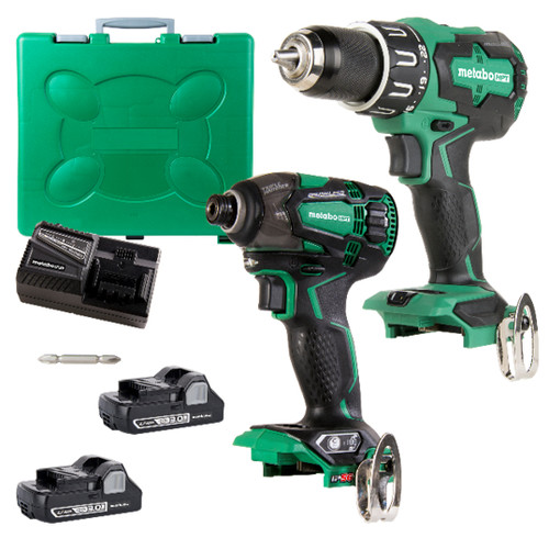 Metabo HPT KC18DBFL2CM MultiVolt 18V Brushless Lithium-Ion Cordless Hammer Drill and Triple Hammer Impact Driver Combo Kit with 2 Batteries (3 Ah) image number 0