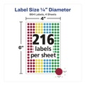 Office Jansan | Avery 05796 0.25 in. Diameter Handwrite-Only Self-Adhesive "See Through" Removable Round Color Dots - Assorted (216/Sheet, 4 Sheets/Pack) image number 1