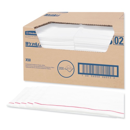 WypAll KCC 06053 23-1/2 in. x 12-1/2 in. 1/4 Fold X50 Foodservice Towels - White (200/Carton) image number 0