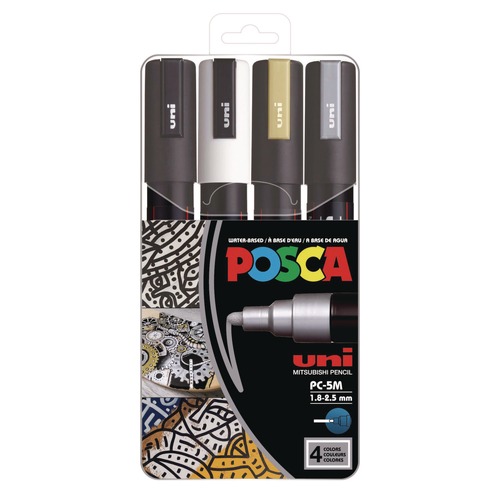Permanent Markers | uni-ball PC5M4C Medium Bullet Tip Water-Based Paint Markers - Assorted Colors (4/Set) image number 0