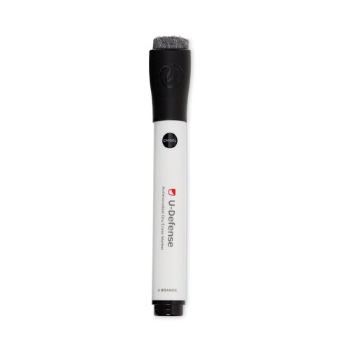 Markers | U Brands 3284U00-12 U-Defense Antimicrobial Broad Chisel Tip Dry-Erase Markers - Black (12/Pack) image number 0
