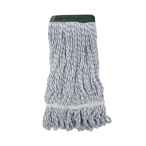 Office Jansan | Boardwalk BWK552 Rayon/Polyester Wide Floor Finish Mop Head - Medium, White/Blue (12/Carton) image number 0