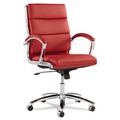 Office Chairs | Alera ALENR4239 Neratoli Series Supports Up to 275 lbs. Mid-Back Slim Profile Faux Leather Chair - Red Seat/Back, Chrome Base image number 1
