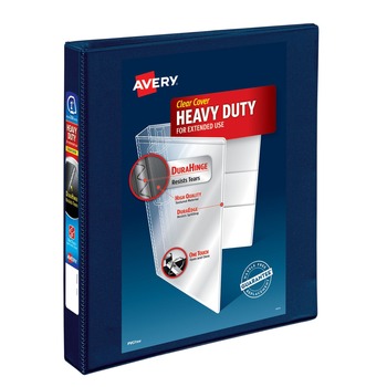 Avery 3 One Touch EZD Rings 1 in. Capacity 11 in. x 8.5 in. Heavy-Duty View Binder with DuraHinge - Navy Blue (12/Carton)