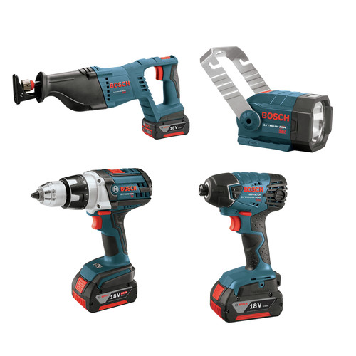 Combo Kits | Factory Reconditioned Bosch CLPK411-181-RT 18V Lithium-Ion 4-Tool Combo Kit image number 0