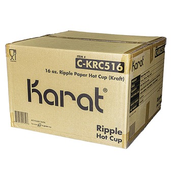 Karat 16 oz Ripple Hot Cups - Kraft/White (500/Carton)