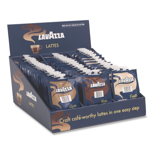 Coffee | Lavazza 48728 Classic/Mocha/Vanilla Freshpacks Latte Merchandiser Kit (54/Carton) image number 0