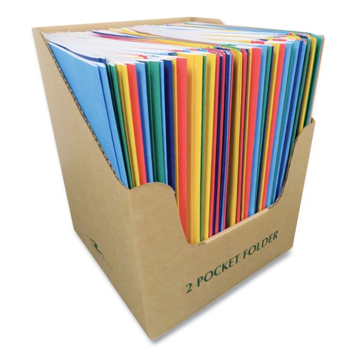 File Folders | Roaring Spring 54200 Accommodates (100) 11 in. x 8.5 in. Sheets Pocket Folder with Prongs - Randomly Assorted Colors (100/Carton) image number 0