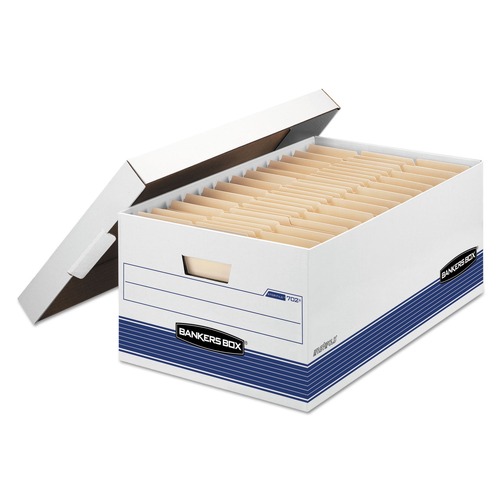 Office Jansan | Bankers Box 0070205 Locking Lid Stor/File Storage Box - Legal, White/Blue (4/Carton) image number 0