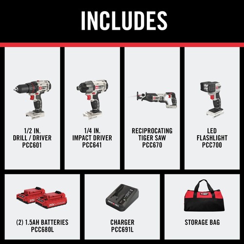 Tool Combo Porter Cable Impact Driver Kit Porter Cable 20V Max