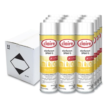 Claire 17 oz. Aerosol Spray Spray Q Disinfectant - Lemon Scent (12/Carton)