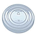 Cups and Lids | Fabri-Kal 9508068 Kal-Clear/Nexclear Flat Lid with No Slot Plastic Drink Cup Lids Fits 9 oz. to 10 oz. Cold Cups - Clear (2500/Carton) image number 0