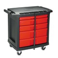Rubbermaid Commercial FG773488BLA Five-Drawer Mobile Workcenter, 32 1/2w X 20d X 33 1/2h, Black Plastic Top image number 0
