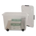 Office Jansan | Advantus 34009 15 Gallon 23.75 in. x 15.75 in. x 15.75 in. Letter/Legal Files Rolling Storage Box - Clear image number 3
