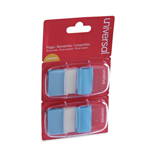 Office Jansan | Universal UNV99002 Page Flags - Blue (50 Flags/Dispenser, 2 Dispensers/Pack) image number 0