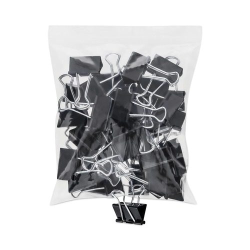 Universal UNV10210VP Binder Clips in Zip-Seal Bag - Medium, Black/Silver (36/Pack) image number 0