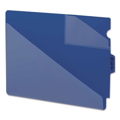 Office Jansan | Smead 61961 8.5 in. x 11 in. 1/3-Cut End Tab Two-Pocket Poly "Out" Guides - Blue (50/Box) image number 0