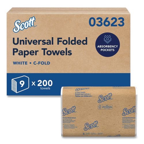 Paper Towels and Napkins | Scott 03623 10.13 in. x 13.15 in. 1-Ply Essential C-Fold Towels - White (9 Packs/Carton) image number 0