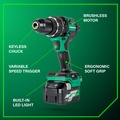 Metabo HPT Clearance | Metabo HPT DV36DCM 36V MultiVolt Lithium-Ion Brushless 1/2 in. Cordless Hammer Drill Kit (2.5 Ah/5 Ah) image number 4