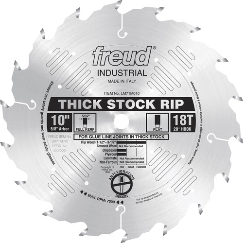  | Freud LM71M010 10 in. 18 Tooth Thick Stock Rip Saw Blade image number 0