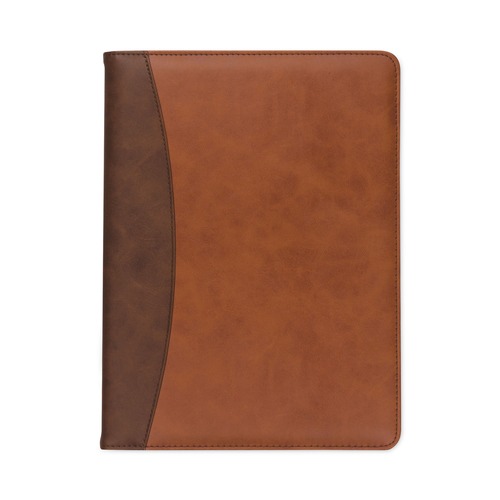 Office & Office Supplies | Samsill 71656 10.6w x 14.25h Two-Tone Polyurethane Padfolio with Spine Accent - Tan/Brown image number 0