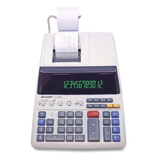 Office Jansan | Sharp EL1197PIII 4.5 Lines/Sec Two-Color Printing Desktop Calculator - Black/Red Print image number 0