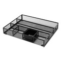 Office Jansan | Universal UNV20021 15 in. x 11.88 in. x 2.5 in. 6 Compartments Metal Mesh Drawer Organizer - Black image number 4