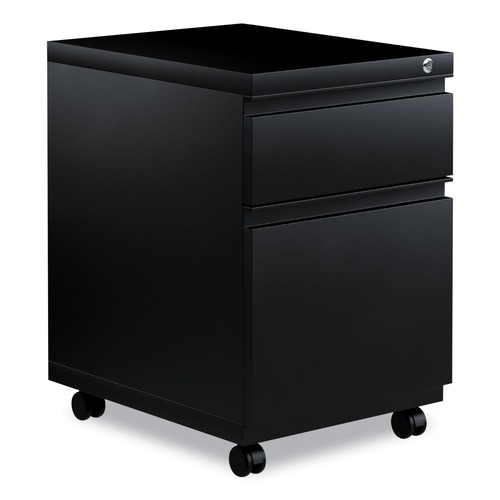  | Alera ALEPBBFBL 2-Drawers Box/File Legal/Letter Left or Right 14.96 in. x 19.29 in. x 21.65 in. Pedestal File Drawer with Full-Length Pull - Black image number 0