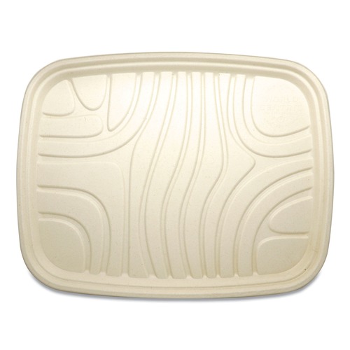 World Centric TRSC1418LF 1-Compartment 18 in. x 14 in. x 1 in. PLA Lined PFAS-Free Paper Fiber Trays - Natural (100/Carton)