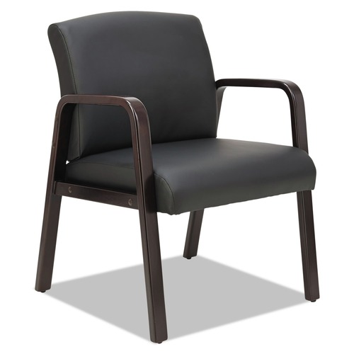  | Alera ALERL4319E Reception Lounge WL Series 24.21 in. x 24.8 in. x 32.67 in. Guest Chair - Black Seat/Back, Espresso Base image number 0
