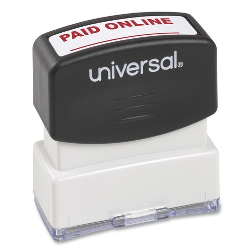 Office Jansan | Universal UNV10156 Pre-Inked Paid Online Message Stamp - Red Ink image number 0