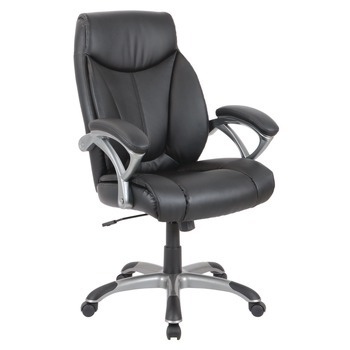 Alera 18.62 in. to 22.56 in. Seat Height Fulford Bonded Leather High-Back Managers Chair Supports 275 lbs. - Black Seat/Back, Silver Base