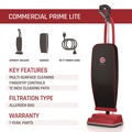 Vacuums | Hoover Commercial CH50300 Task Vac Soft Bag Lightweight Upright with 12 in. Cleaning Path - Black/Red image number 3