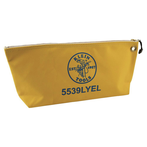 Cases and Bags | Klein Tools 5539LYEL 18 in. x 3.5 in. x 8 in. Canvas Zipper Consumables Tool Pouch - Large, Yellow image number 0