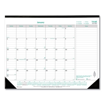 Brownline 12-Month (Jan-Dec): 2026 22 in. x 17 in. EcoLogix Artwork Monthly Desk Pad Calendar - White/Green Sheets, Black Binding/Corners