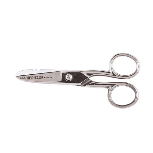 Scissors | Klein Tools G100CS 5.25 in. Stripping Notches Serrated Electrician Scissor image number 0