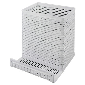 Artistic Urban Collection 3.5 in. x 3.5 in. Perforated Steel Punched Metal Pencil Cup/Cell Phone Stand - White