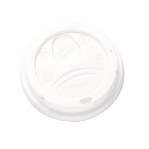 Cups and Lids | Dixie D9542 10 oz. - 20 oz. Hot Cups Drink-Thru Dome Lids - White (100/Pack) image number 0