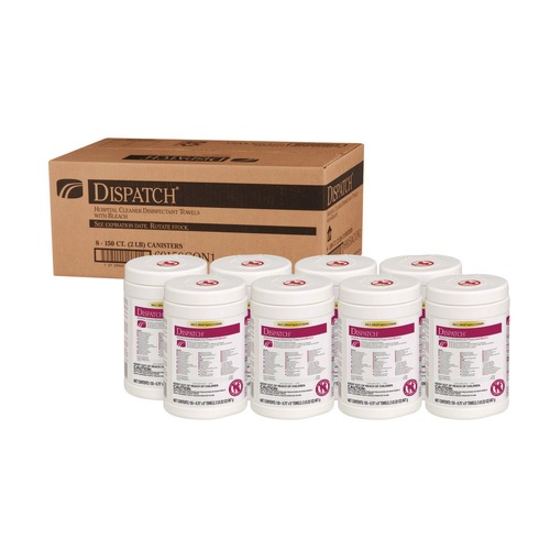 Disinfectants | Clorox Healthcare 69150 6-3/4 in. x 8 in. Dispatch Cleaner Disinfectant Towels (8/Carton) image number 0