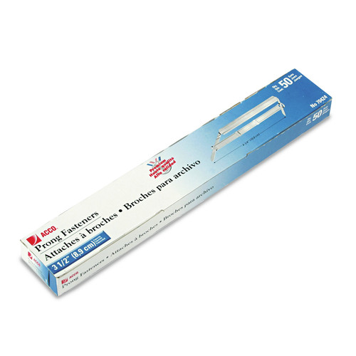 Office Jansan | ACCO A7070424H 3.5 in. Capacity 4.25 in. Center to Center Premium Two-Prong Paper Fastener Base and Compressor Sets - Silver (50/Box) image number 0