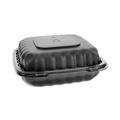 Food Trays, Containers, and Lids | Pactiv Corp. YCNB08010000 8.31 in. x 8.35 in. x 3.1 in. EarthChoice SmartLock Microwavable MFPP Plastic Hinged Lid Container - Black (200/Carton) image number 0