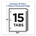 Office Jansan | Avery 11143 Ready Index 11 in. x 8.5 in. 15-Tab Traditional Color Customizable TOC 1 to 15 Tab Dividers - Multicolor (1-Set) image number 3