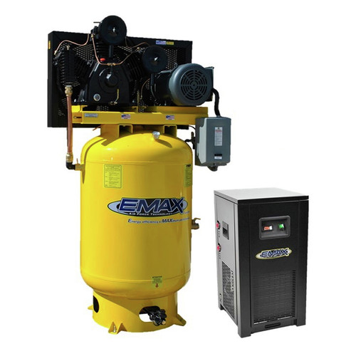 Stationary Air Compressors | EMAX EP15V120Y3PKG 15 HP 120 Gallon Oil-Lube Stationary Air Compressor with 115V 11 Amp Refrigerated Corded Air Dryer Bundle image number 0