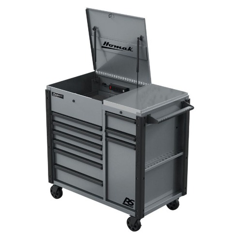 Utility Carts | Homak GR06044090 RSPRO 44 in. 9-Drawer Power Service Cart - Grey image number 0