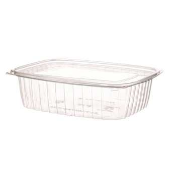 Eco-Products 8 in. x 6 in. x 2 in. 48 oz. Renewable and Compostable Rectangular Plastic Deli Containers - Clear (200/Carton)