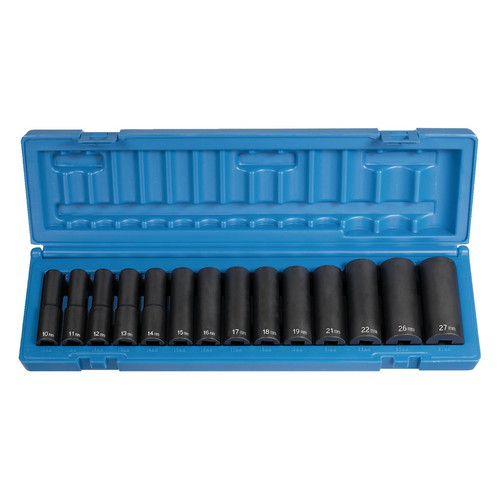 Grey Pneumatic 1412MD 14-Piece 1/2 in. Drive 6-Point Metric Deep Socket Set image number 0