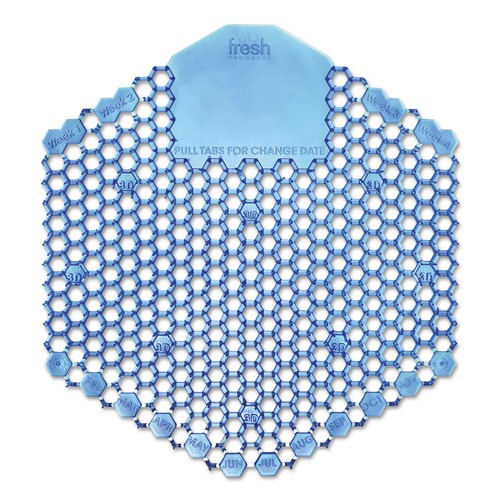 Odor Control | Fresh Products 2WDS60CBL Wave 3D Urinal Deodorizer Screens - Blue, Cotton Blossom (60-Piece/Carton) image number 0
